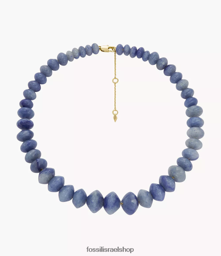 Fossil נשים כל שרשרת חרוזים אוונטורין מוערמת L8J0B6952 תכשיט כְּחוֹל