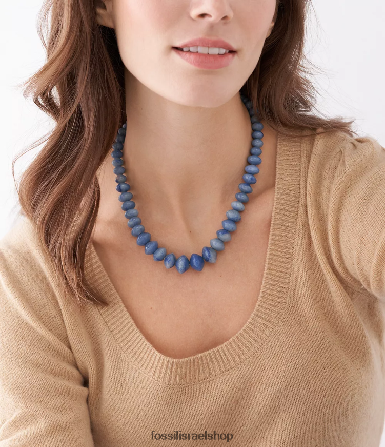 Fossil נשים כל שרשרת חרוזים אוונטורין מוערמת L8J0B6952 תכשיט כְּחוֹל