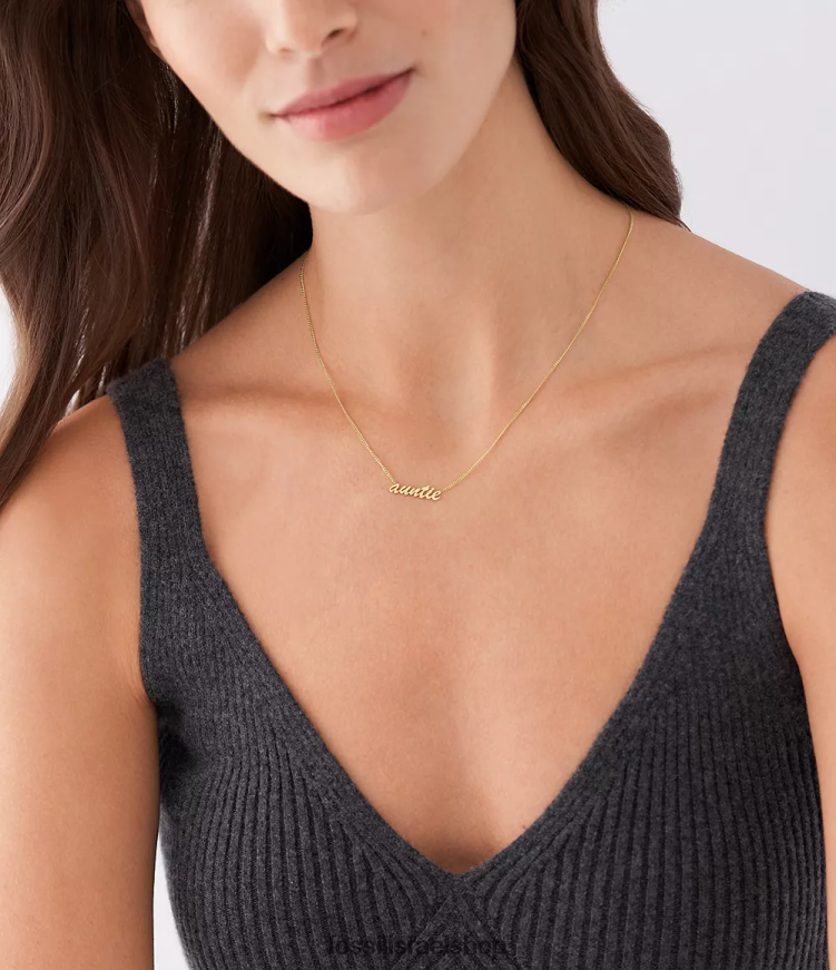 Fossil נשים שרשרת שם שרשרת נירוסטה שרשרת L8J0B6953 תכשיט גוון זהב