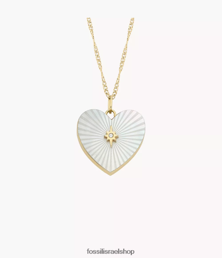 Fossil נשים שרשרת לב אוסף תליון L8J0B6957 תכשיט אם הפנינה הלבנה