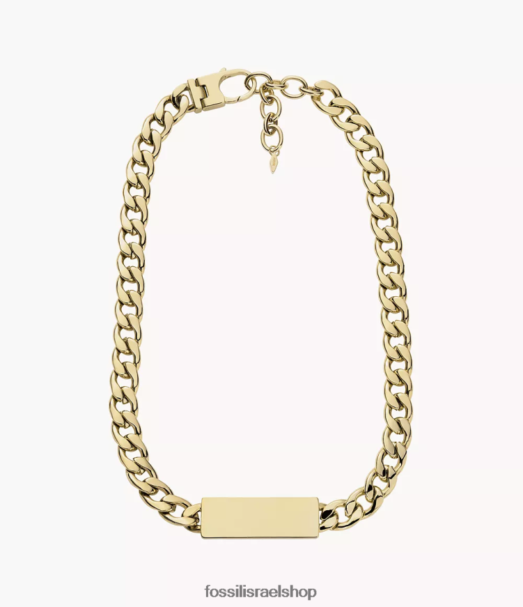 Fossil נשים שרשרת מזהה נירוסטה L8J0B6960 תכשיט גוון זהב