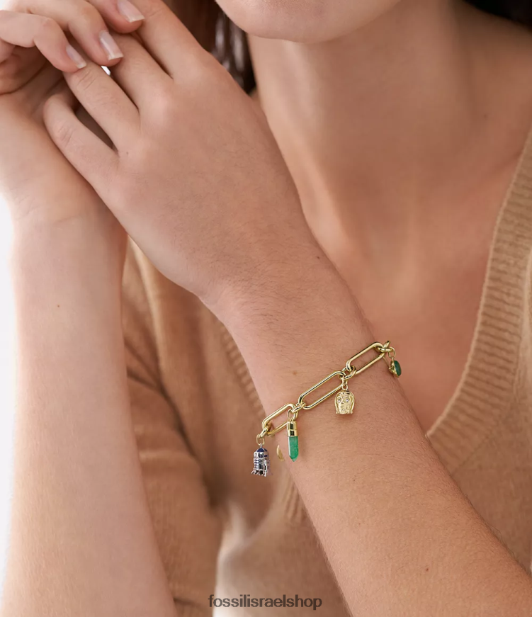 Fossil נשים צמיד קסם של מלחמת הכוכבים L8J0B6962 תכשיט אופל/אצנטורין ירוק/אמייל כחול