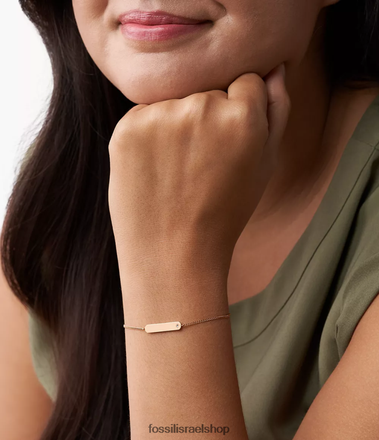 Fossil נשים צמיד שרשרת בר נירוסטה ליין L8J0B6970 תכשיט בגוון זהב ורדרד