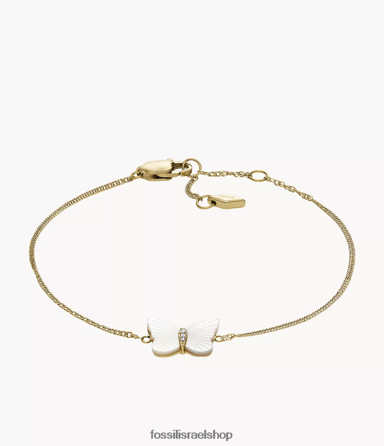 Fossil נשים צמיד שרשרת פרפר כנפיים קורנות L8J0B6973 תכשיט אם הפנינה הלבנה