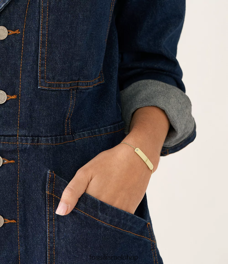 Fossil נשים צמיד שרשרת בר מפלדת אל חלד L8J0B6976 תכשיט גוון זהב