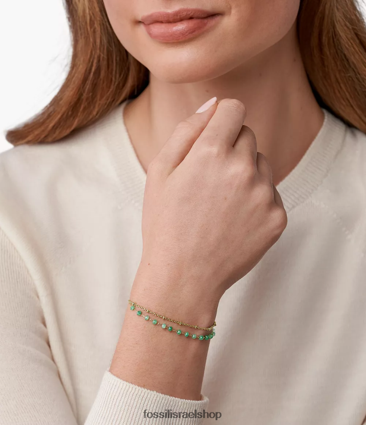 Fossil נשים צמיד חרוזים ירקן מודרני ג'ורג'יה L8J0B6977 תכשיט ירוק