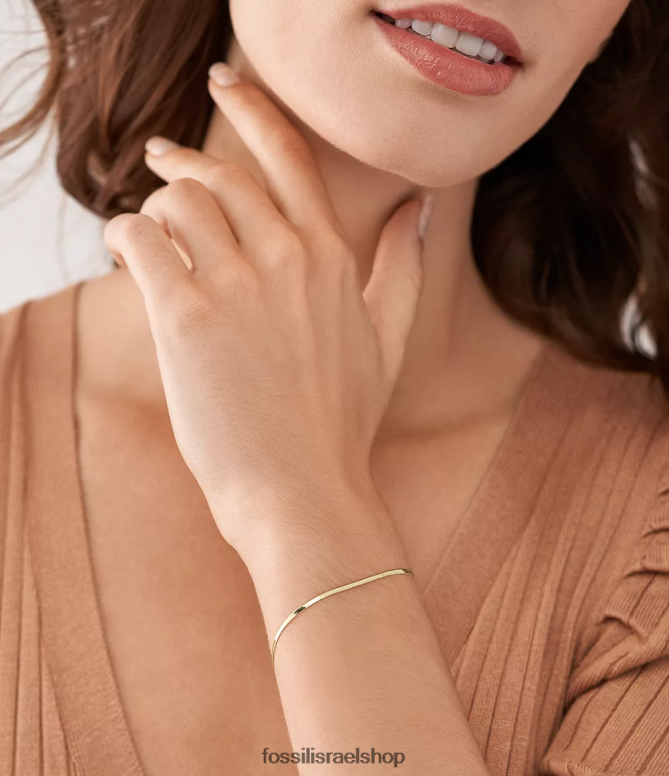 Fossil נשים צמיד שרשרת נירוסטה מוערם כולו L8J0B6978 תכשיט גוון זהב