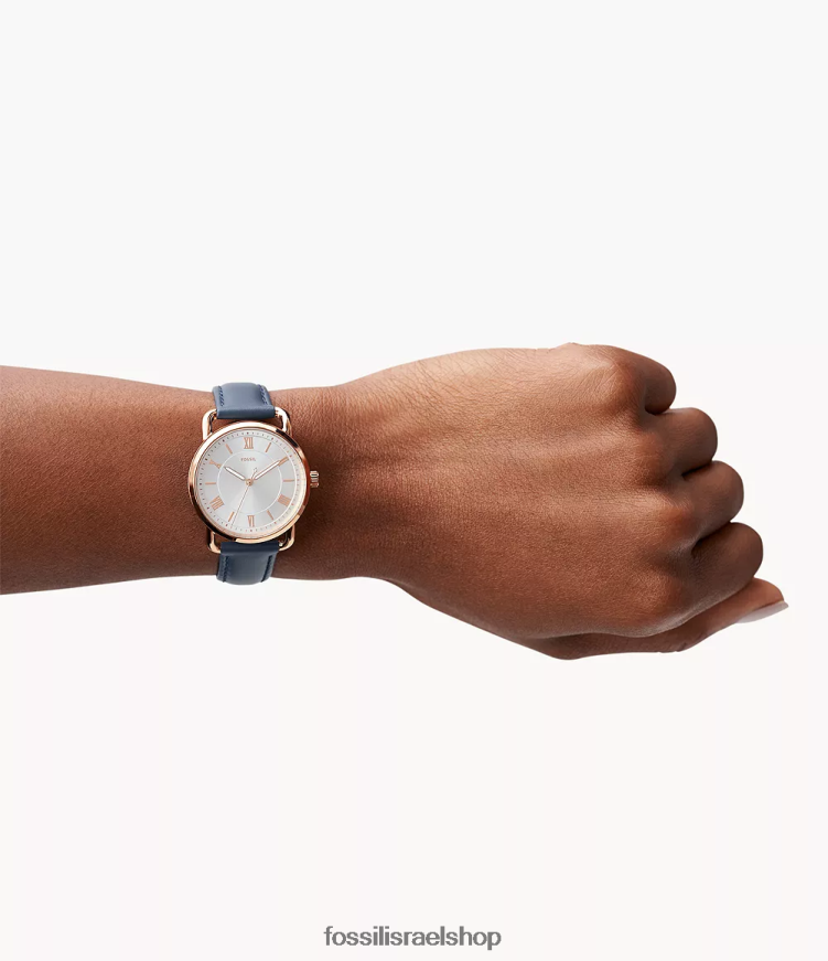 Fossil נשים שעון עור בעל שלוש ידיים של קופלנד L8J0B697 שעון צי חצות