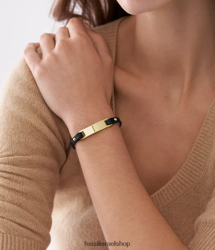 Fossil נשים צמיד רצועת עור מורשת פלאק L8J0B6980 תכשיט שָׁחוֹר