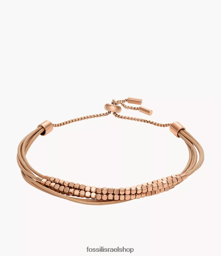 Fossil נשים צמיד שרשרת עור מוערם כולו L8J0B6981 תכשיט חום