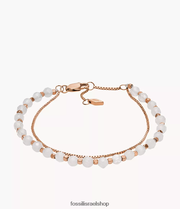 Fossil נשים צמיד חרוזים שרשרת מוערמים כולם L8J0B6982 תכשיט רוז קוורץ