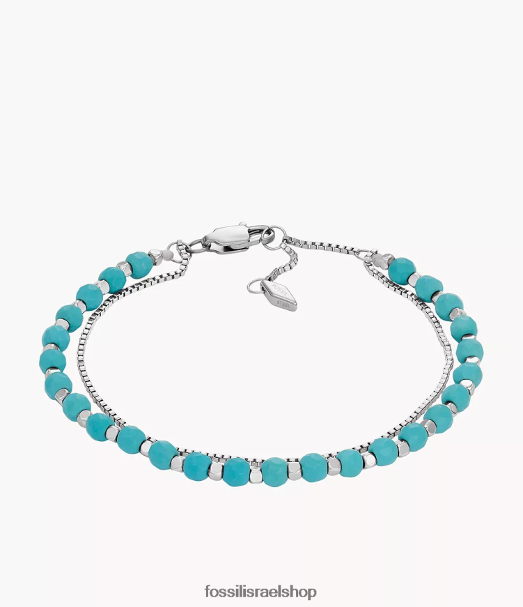 Fossil נשים צמיד חרוזים שרשרת מוערמים כולם L8J0B6983 תכשיט טורקיז משוחזר