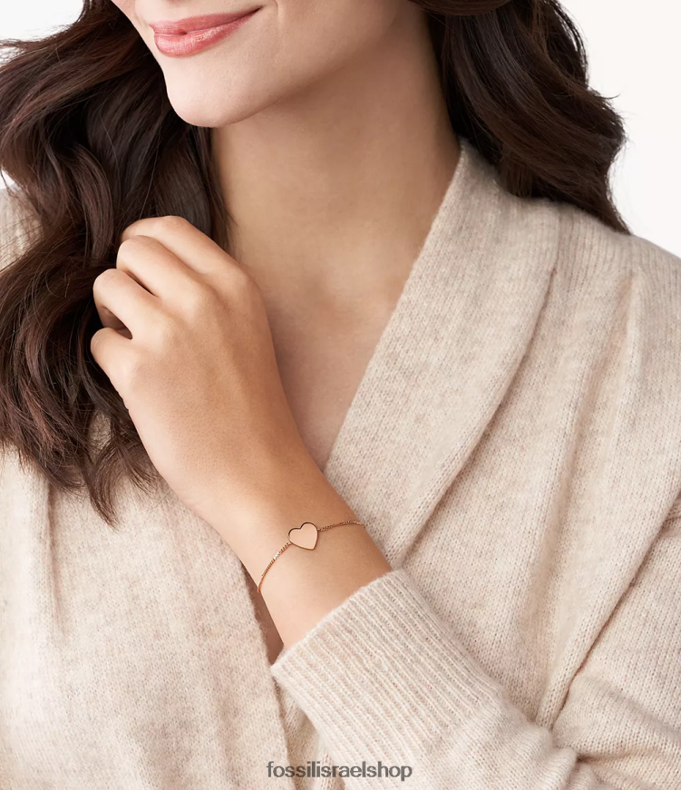 Fossil נשים צמיד פלדה לב ליין L8J0B6984 תכשיט בגוון זהב ורדרד