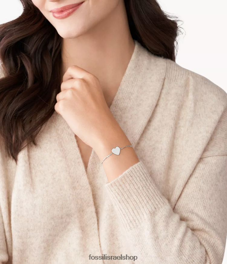 Fossil נשים צמיד נירוסטה לב ליין L8J0B6987 תכשיט בגוון כסף