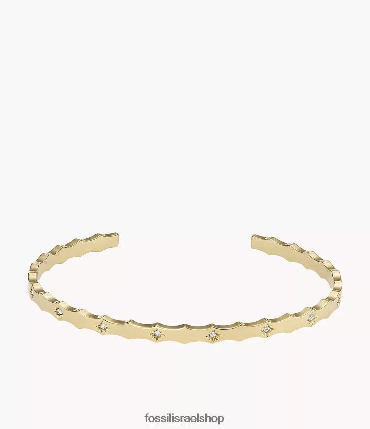 Fossil נשים צמיד שרוול מפלדת אל חלד עם קצה מסולסל L8J0B6989 תכשיט גוון זהב