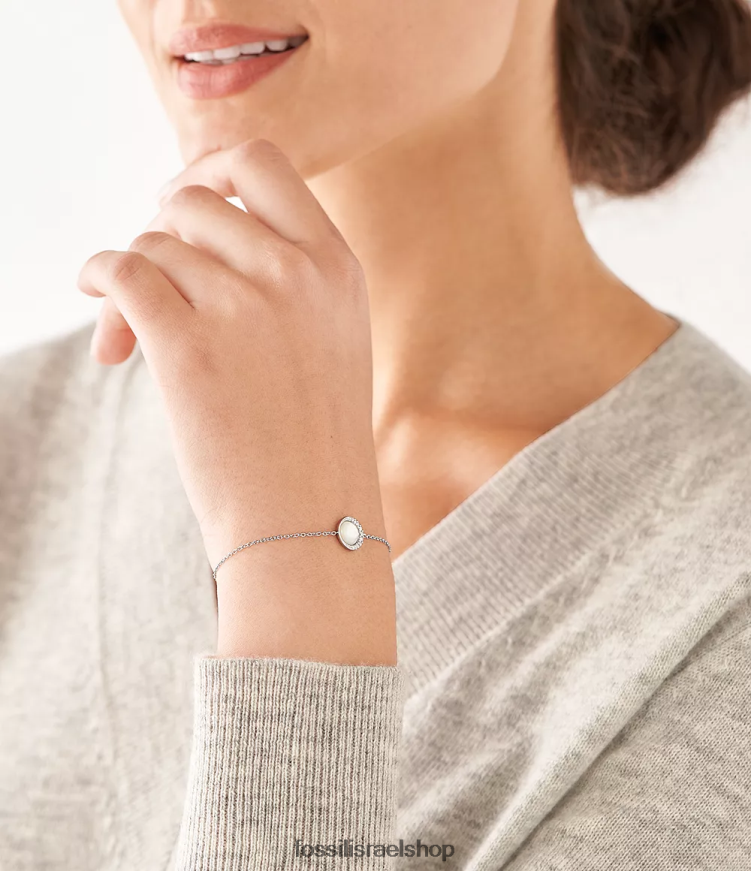 Fossil נשים צמיד שרשרת סהר סטרלינג L8J0B6993 תכשיט אם הפנינה לבנה