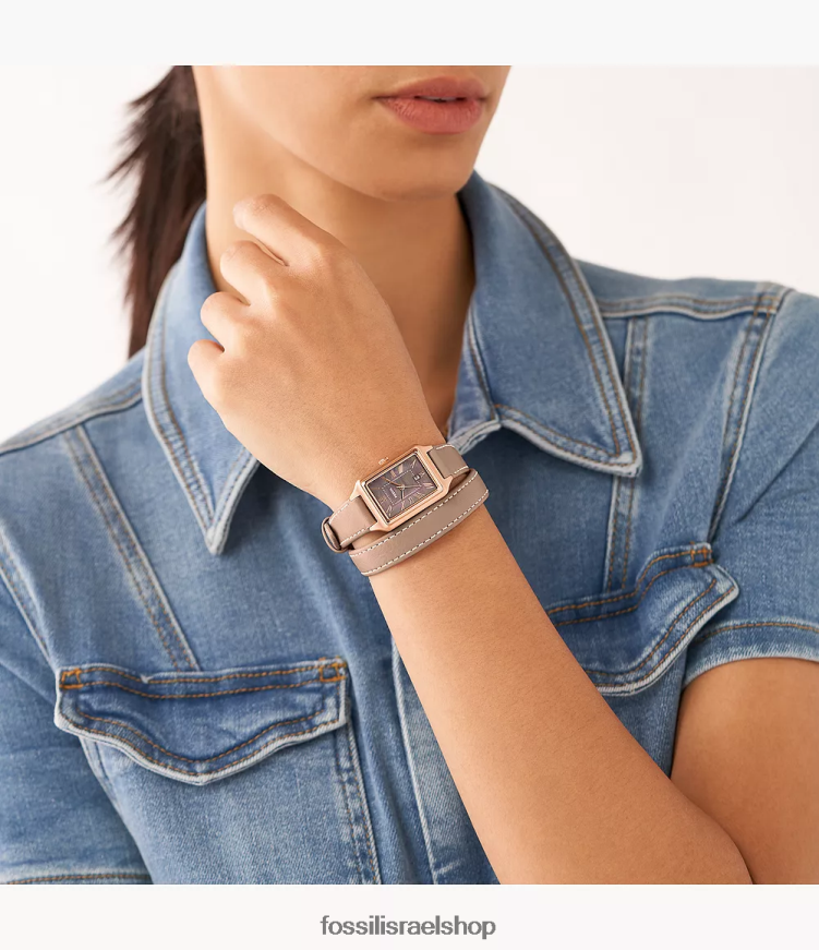 Fossil נשים Raquel שעון עור לייט-היד בעל שלוש ידיים L8J0B6105 שעון לאטה