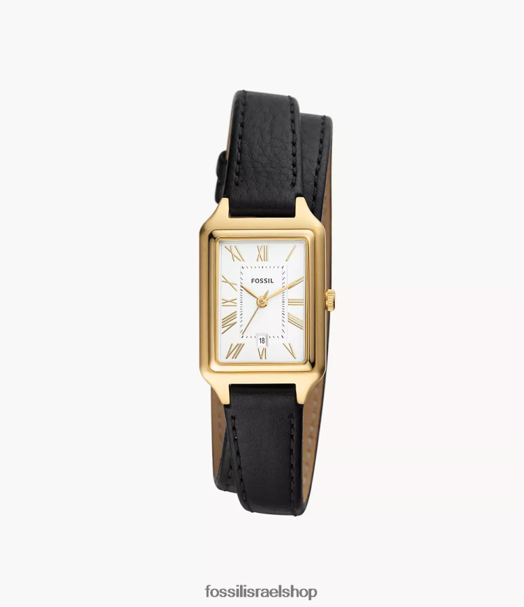 Fossil נשים Raquel שעון עור לייט-היד בעל שלוש ידיים L8J0B6107 שעון שָׁחוֹר