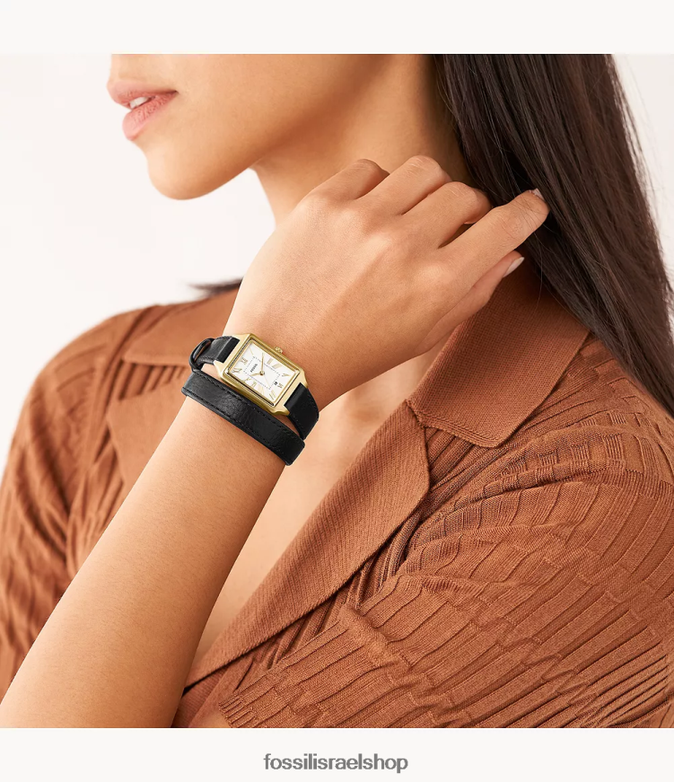 Fossil נשים Raquel שעון עור לייט-היד בעל שלוש ידיים L8J0B6107 שעון שָׁחוֹר