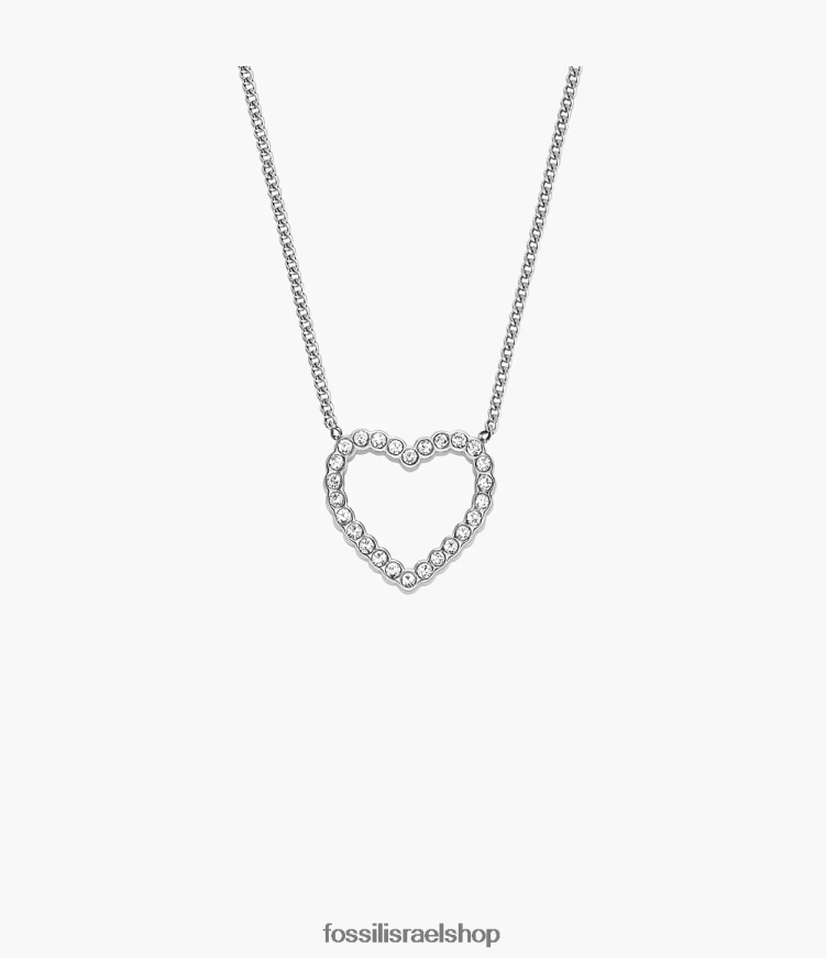 Fossil נשים שרשרת שרשרת נירוסטה עם לב פתוח של Sadie L8J0B6950 תכשיט בגוון כסף