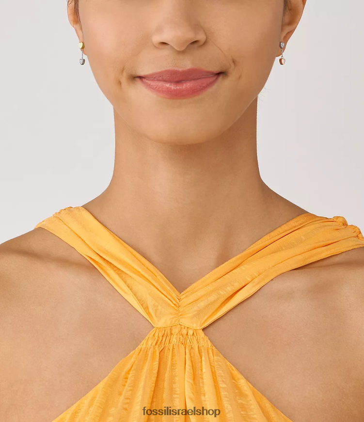 Fossil נשים עגילי נירוסטה תלת גווני Sadie galentine L8J0B61089 תכשיט דו-גוני