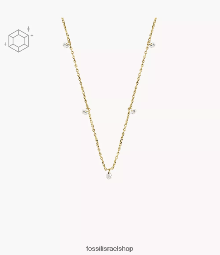 Fossil נשים שרשרת מתנדנדת פליז מצופה Sadie shine בהיר 14k L8J0B6917 תכשיט זהב