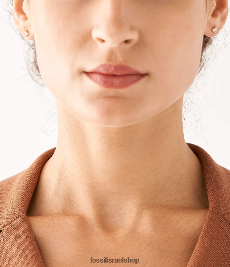 Fossil נשים עגילים צמודים מנירוסטה Sadie trio glitz L8J0B61045 תכשיט גוון זהב