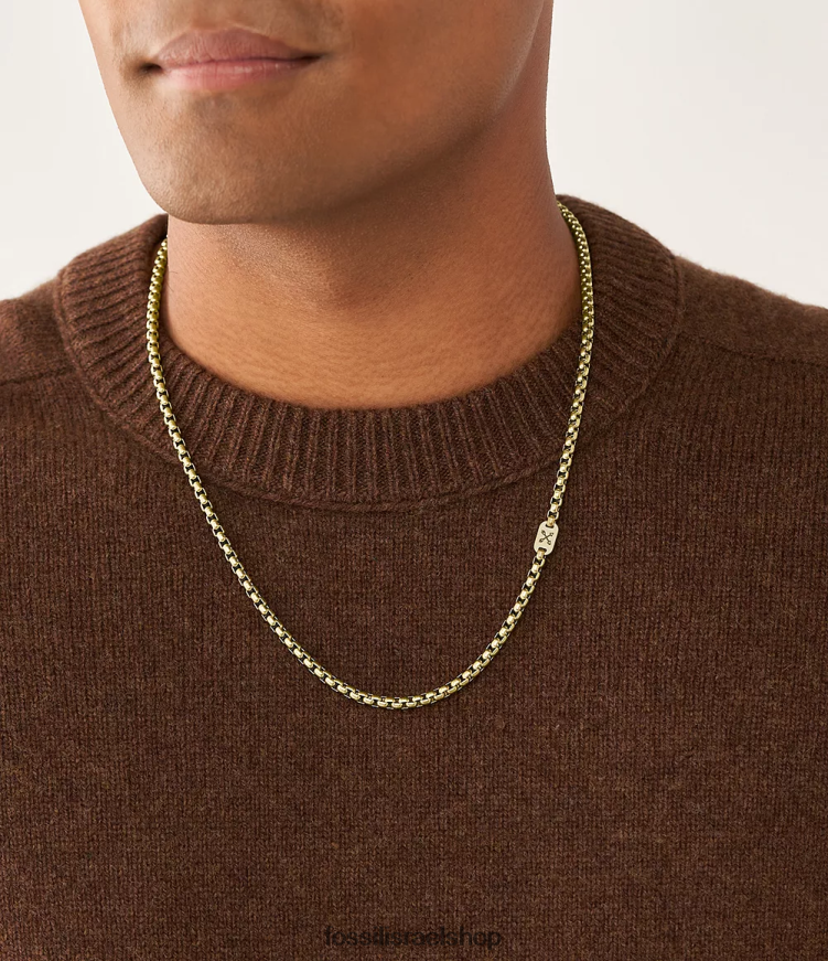 Fossil גברים שרשרת מפלדת אל חלד adventurer L8J0B61911 תכשיט גוון זהב