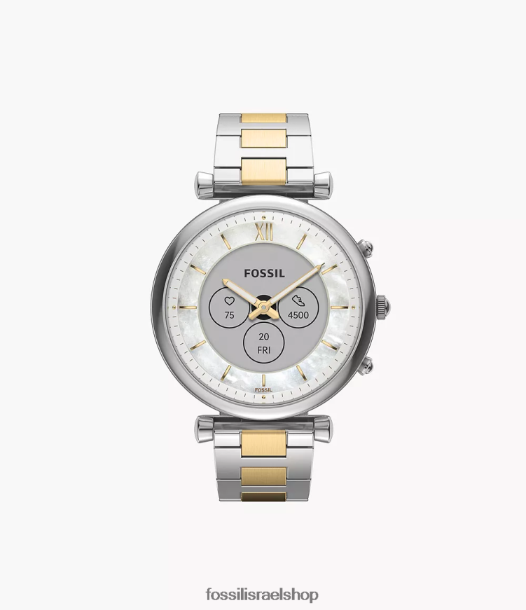 Fossil נשים שעון חכם היברידי carlie gen 6 נירוסטה L8J0B612 שעון דו-גוני