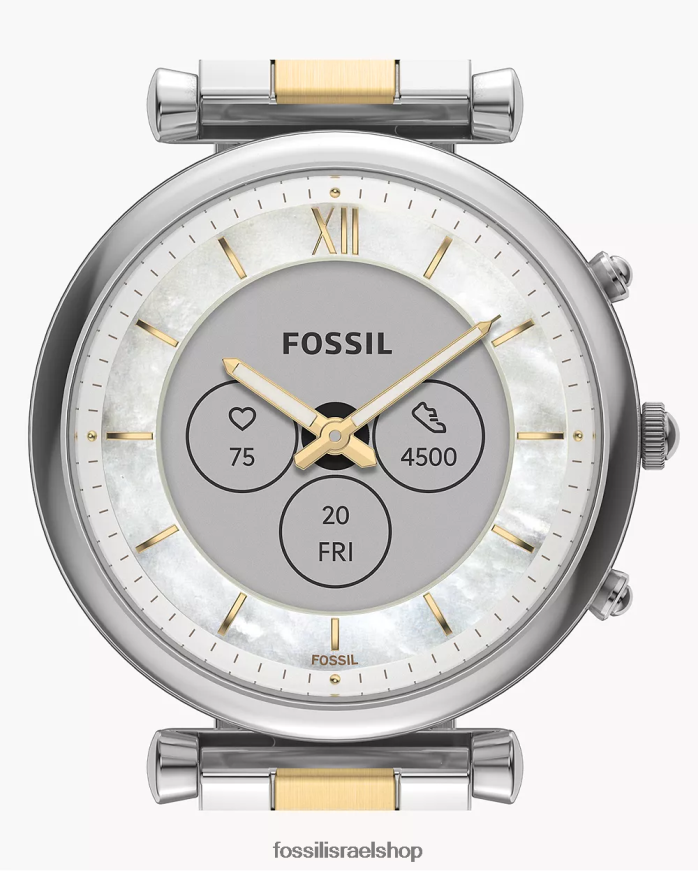 Fossil נשים שעון חכם היברידי carlie gen 6 נירוסטה L8J0B612 שעון דו-גוני