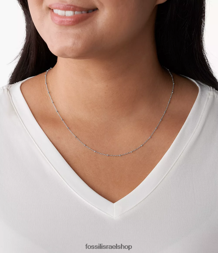 Fossil נשים corra הו כל כך מקסימה שרשרת נירוסטה ארוכה L8J0B61144 תכשיט בגוון כסף