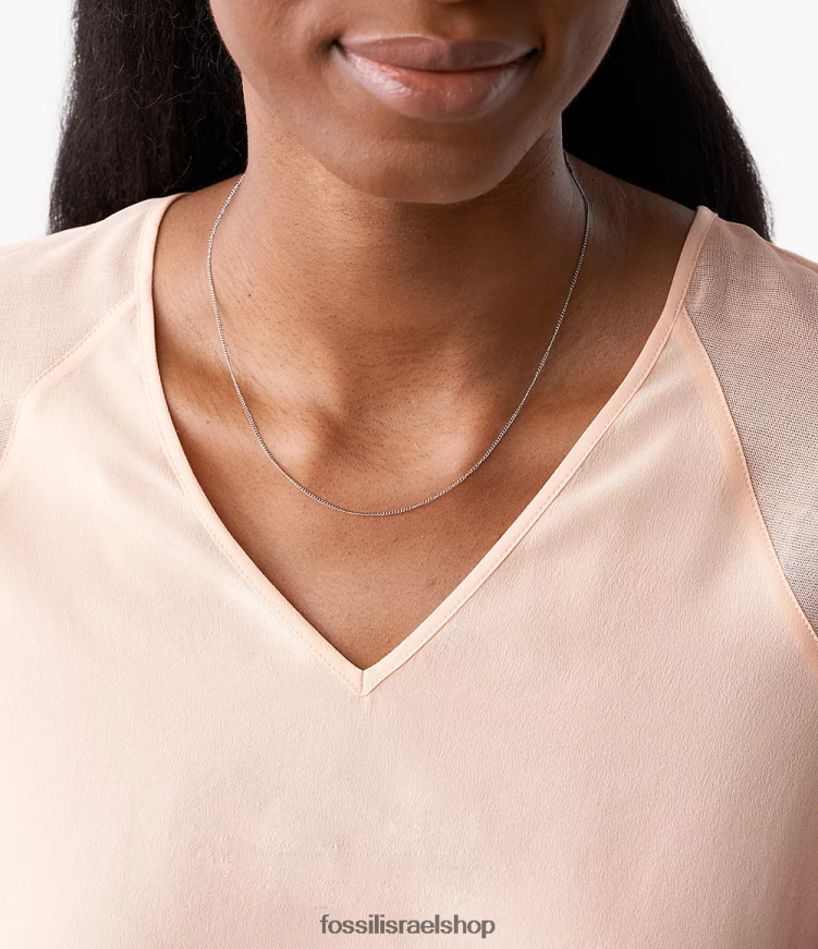 Fossil נשים corra הו כל כך מקסימה שרשרת שרשרת נירוסטה קצרה L8J0B61162 תכשיט בגוון כסף