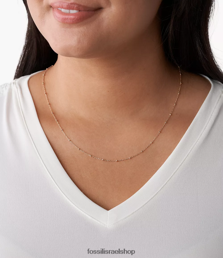 Fossil נשים corra הו כל כך מקסימה שרשרת נירוסטה ארוכה L8J0B61201 תכשיט בגוון זהב ורדרד