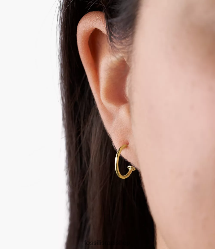 Fossil נשים corra הו כל כך מקסימים עגילי חישוק נירוסטה L8J0B61257 תכשיט גוון זהב