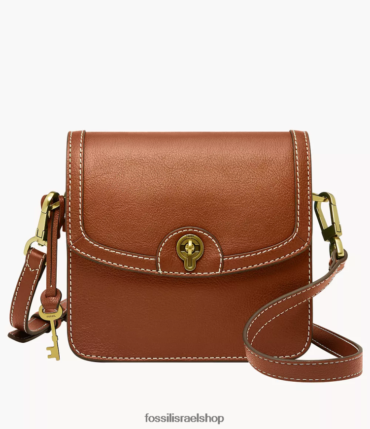 Fossil נשים אינסלי דש קטן crossbody L8J0B6438 תיק חום