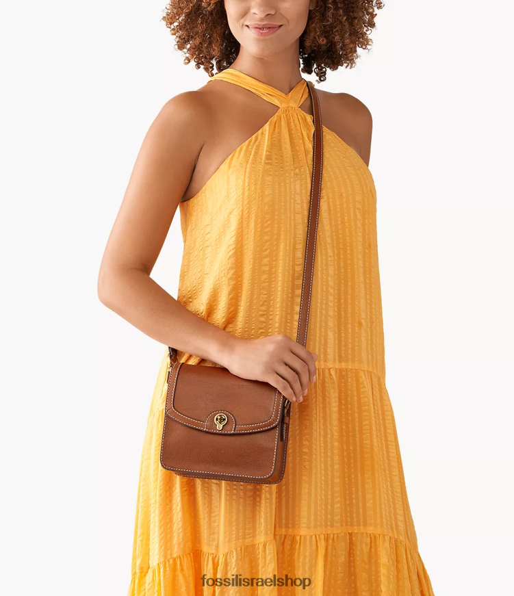 Fossil נשים אינסלי דש קטן crossbody L8J0B6438 תיק חום