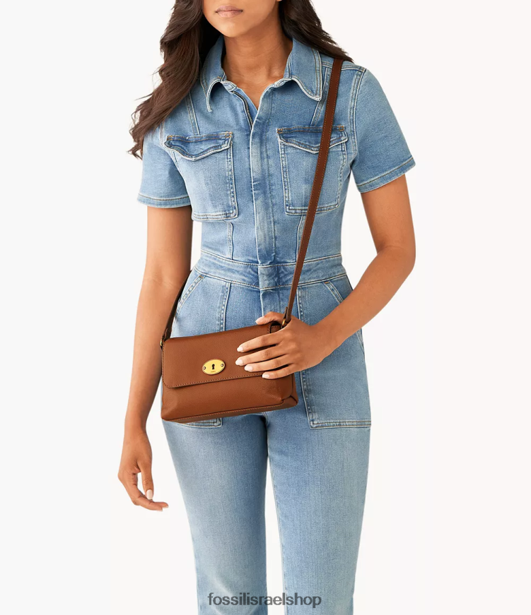 Fossil נשים גבריאלה דש קטן crossbody L8J0B6566 תיק חום