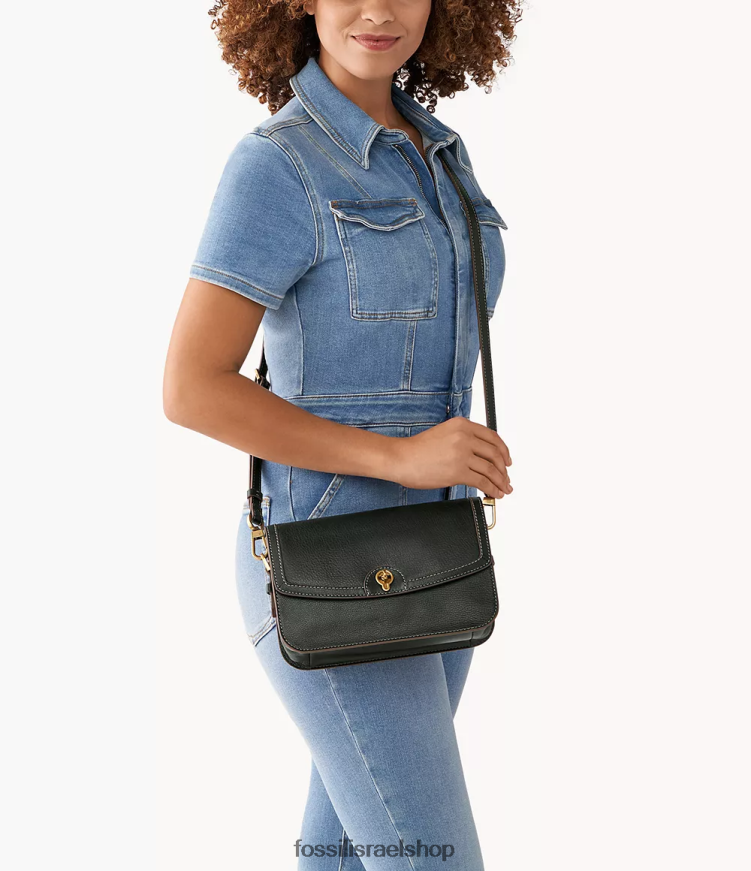 Fossil נשים אינסלי פלאפ crossbody L8J0B6607 תיק שָׁחוֹר