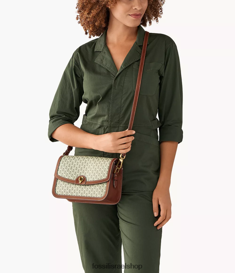 Fossil נשים אינסלי פלאפ crossbody L8J0B6705 תיק חום בהיר