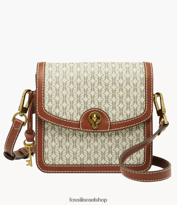 Fossil נשים אינסלי דש קטן crossbody L8J0B6707 תיק חום בהיר