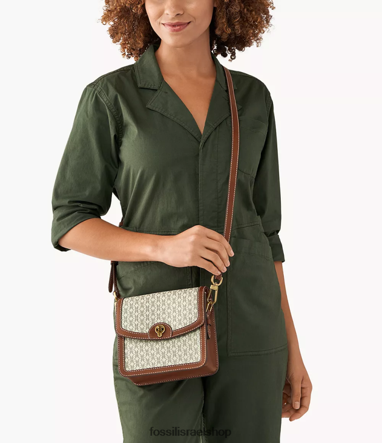 Fossil נשים אינסלי דש קטן crossbody L8J0B6707 תיק חום בהיר
