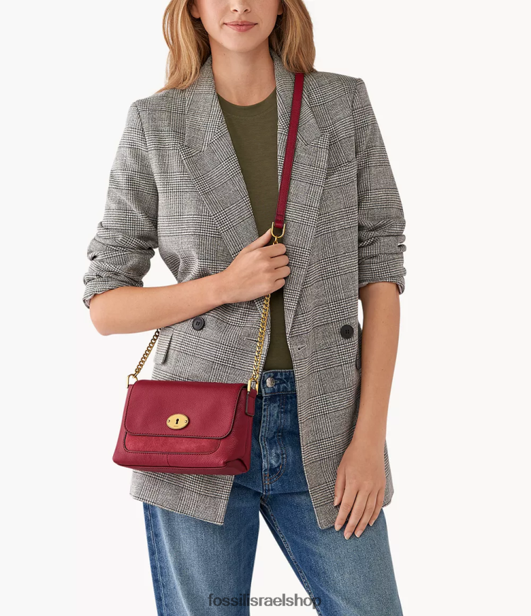 Fossil נשים גבריאלה דש קטן crossbody L8J0B6719 תיק אָדוֹם