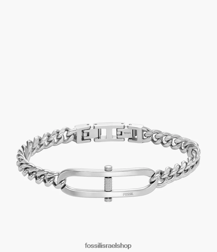 Fossil גברים מורשת d-link צמיד שרשרת נירוסטה L8J0B61875 תכשיט בגוון כסף