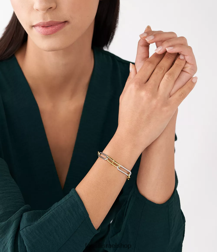 Fossil נשים מורשת d-link צמיד שרשרת נירוסטה L8J0B6975 תכשיט דו-גוני