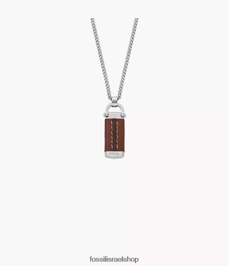 Fossil גברים שרשרת תליון מנירוסטה d-link heritage L8J0B61921 תכשיט חום בינוני