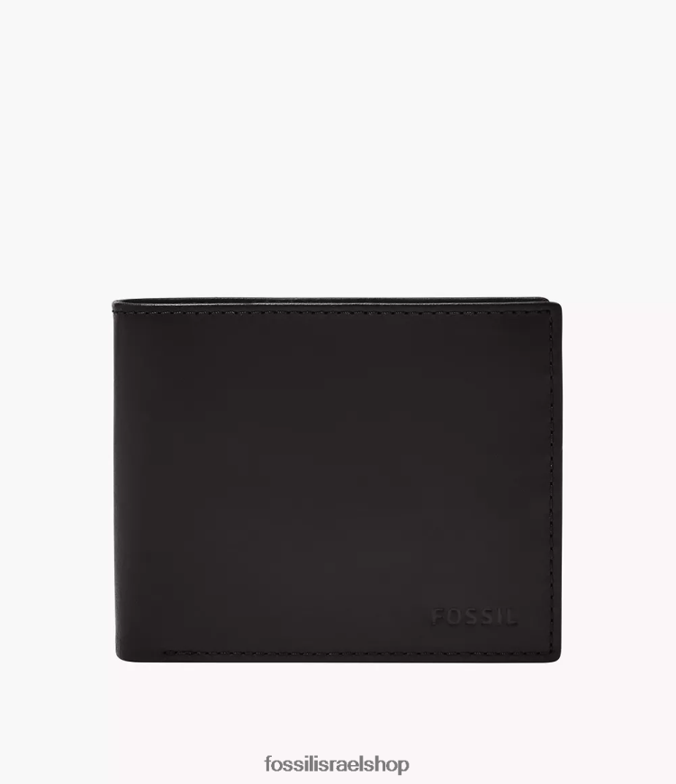 Fossil גברים derrick rfid כיס מטבע גדול דו-כימי L8J0B61668 ארנק שָׁחוֹר