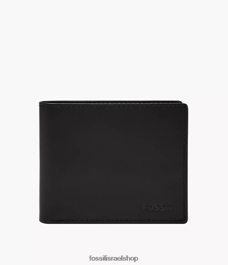 Fossil גברים derrick rfid bifold עם מזהה הפוך L8J0B61657 ארנק שָׁחוֹר