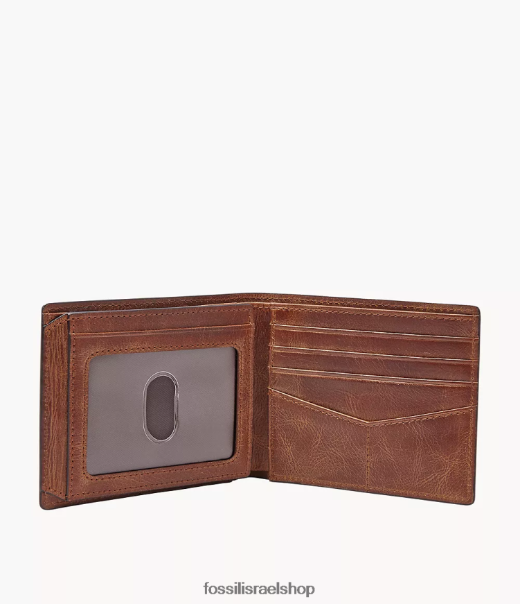 Fossil גברים derrick rfid flip id bifold L8J0B61656 ארנק חום