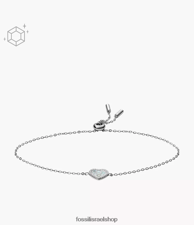 Fossil נשים צמיד תחנת elliotts hearts L8J0B61233 תכשיט אם הפנינה כחולה