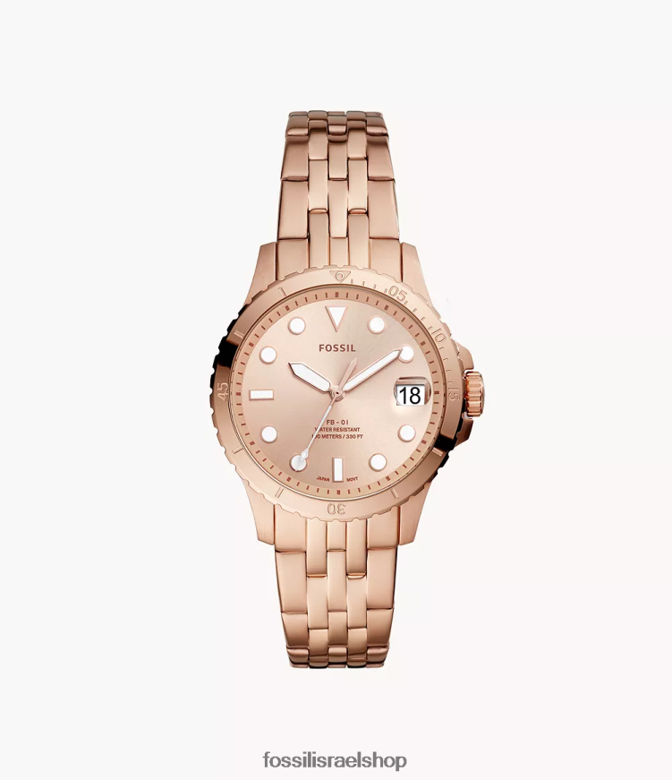 Fossil נשים fb-01 שעון נירוסטה תלת ידיים L8J0B6115 שעון בגוון זהב ורדרד